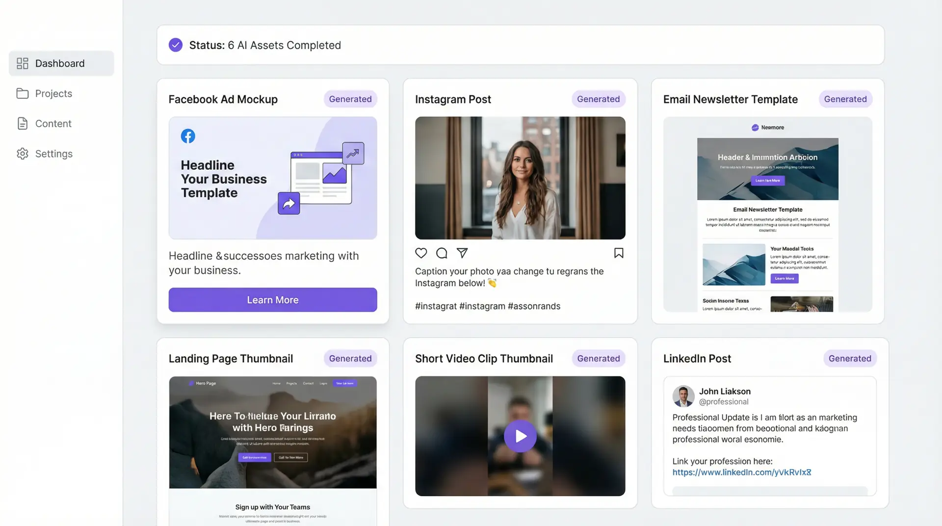 AI-generated marketing assets preview